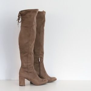 Marc Fisher Over the Knee Suede Boots Women's Sz 7 Taupe